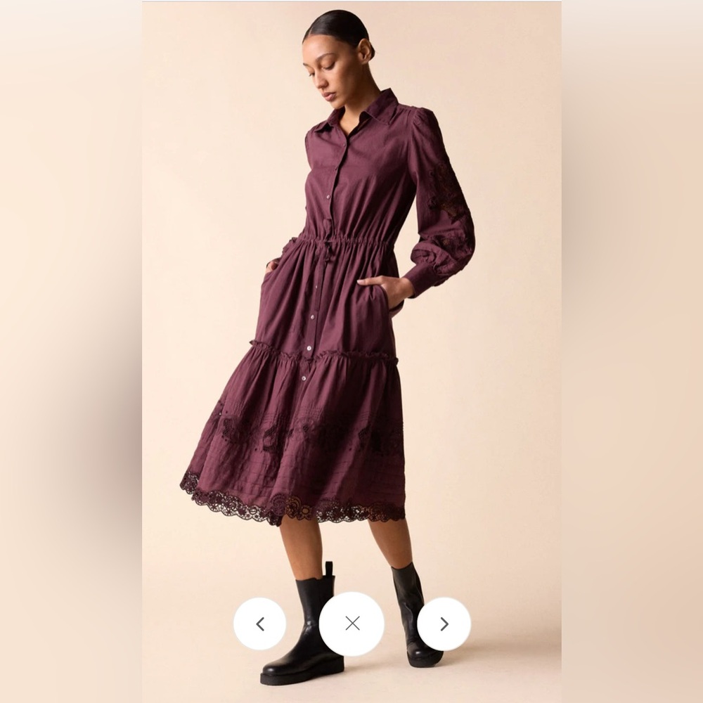 St. Roche Darcy Embroidered Shirt Dress NWT